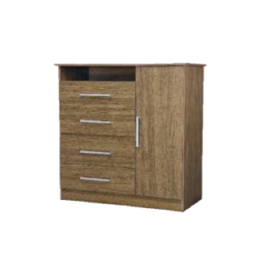 Comoda 1 puerta 4 Cajones Nogal/Nogal